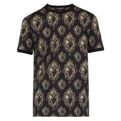 Dolce & Gabbana black cotton hearts printed short sleeves men t-shirt