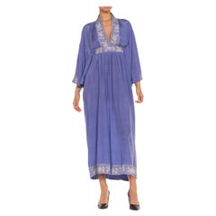 Morphew Collection Periwinkle & Silver Silk Kaftan Made From Vintage Saris