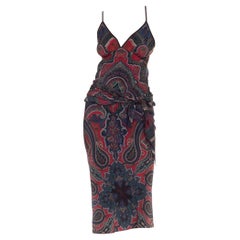 Morphew Collection Black & Red Silk Paisley Sagittarius Dress Made From Vintage