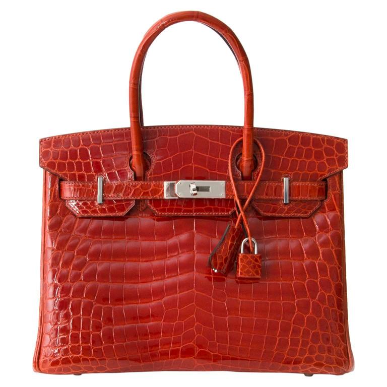 Brand New Hermès Birkin 30 Sanguine Crocodile Niloticus Lisse ○ Labellov ○  Buy and Sell Authentic Luxury