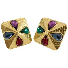 Yves Saint Laurent Gripoix Gold-Plated Earrings, by Robert Goossens - 1980s 12