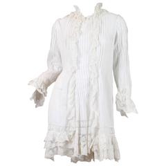 1870-80 Hand Pintucked Cotton and Lace Jacket 9