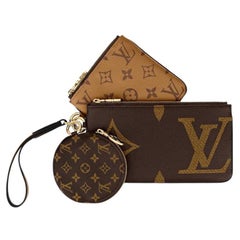 Louis Vuitton Brown Monogram Reverse Giant Trio Pouch Triple Three Set  5lk0110