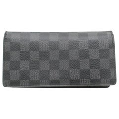 Louis Vuitton - Portefeuille long à deux volets en damier et graphite noir Brazza 871035
