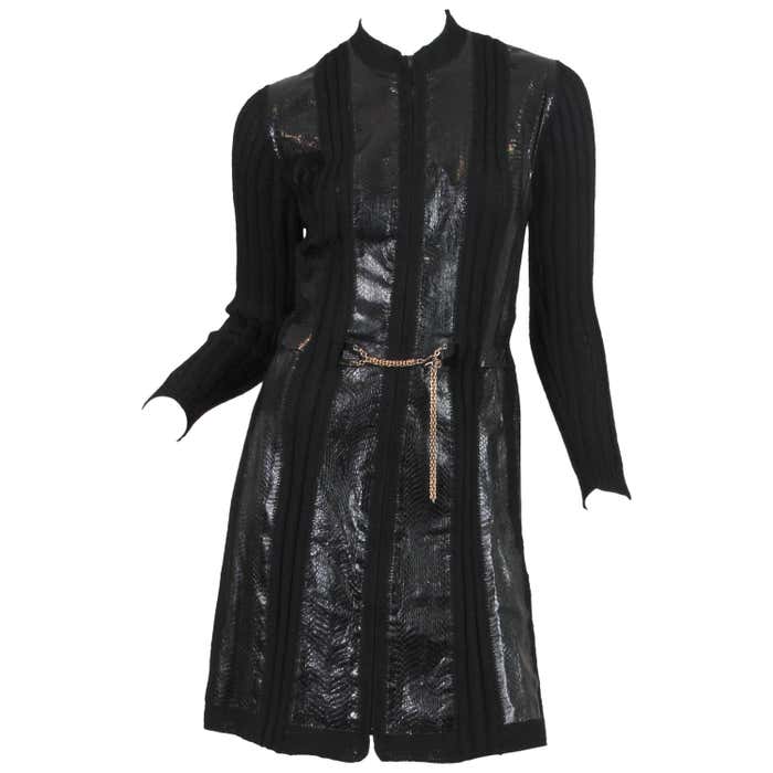 1990S ALAIA Black Wool Knit and Snakeskin Coat For Sale at 1stDibs ...