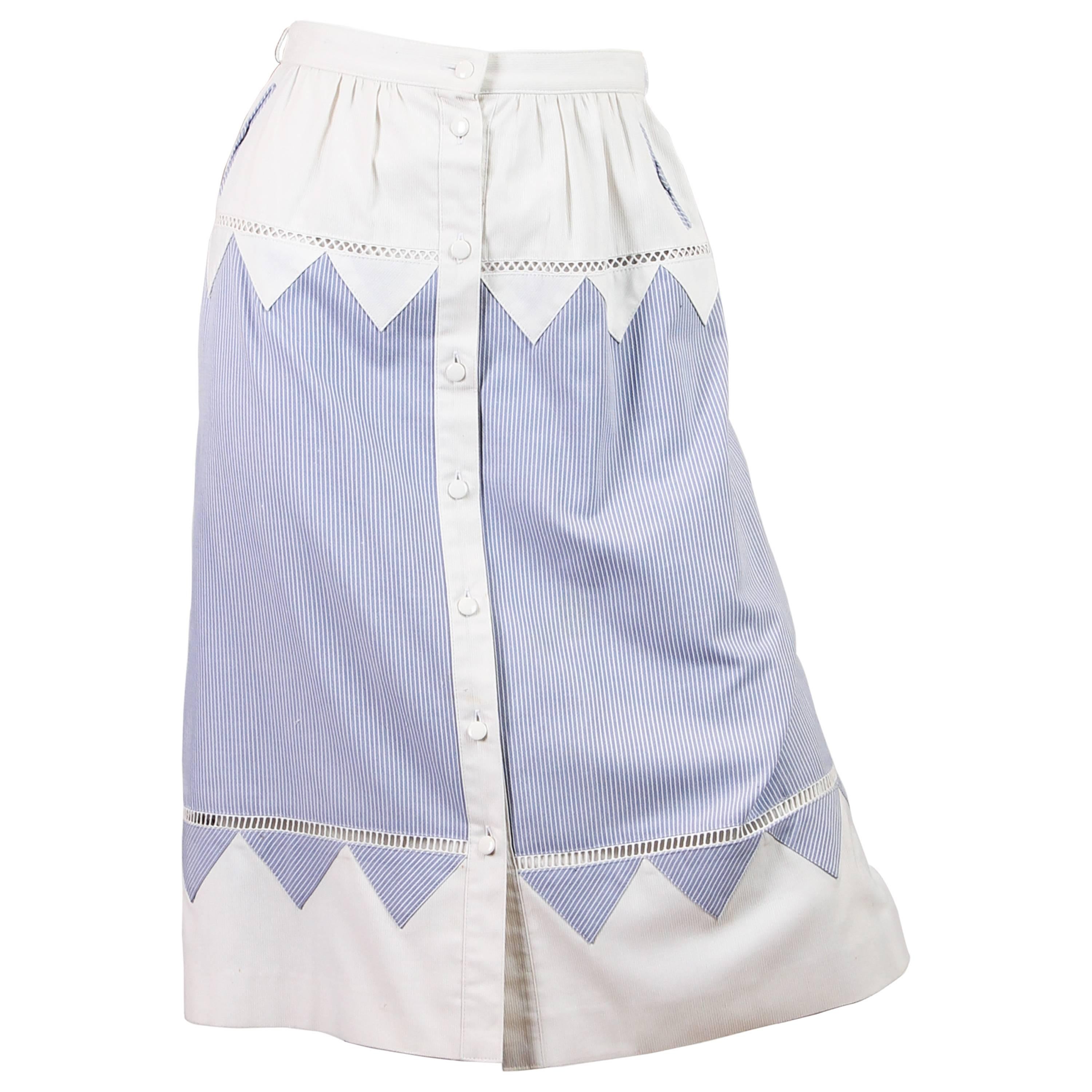 Interestingly Detailed Louis Féraud Cotton Skirt
