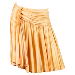 1990S GIANNI VERSACE Minifalda de punto de rayón amarillo crema con abertura