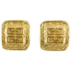 Vintage Givenchy Gold-Plated Logo Earrings - 1980s