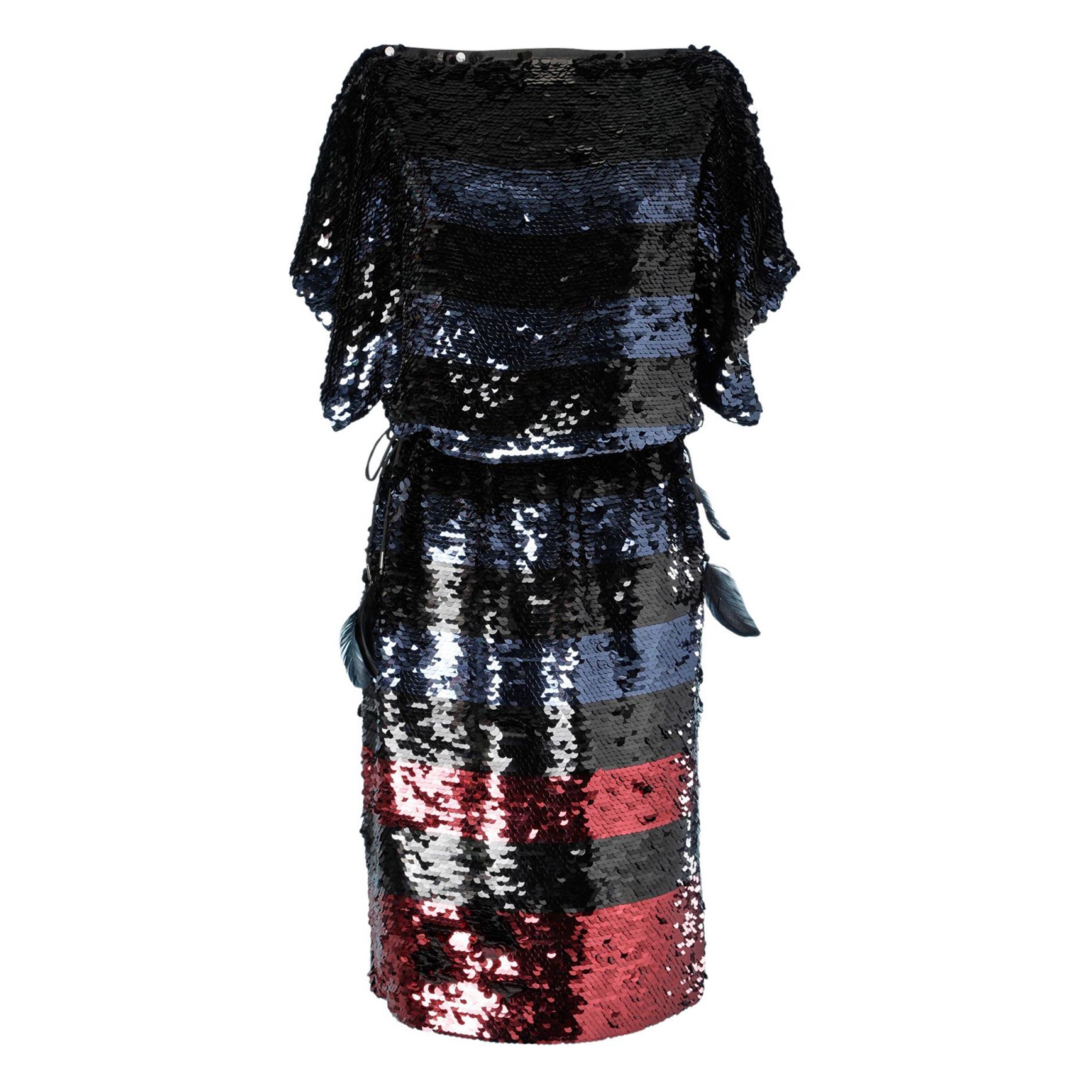 Vestido de lentejuelas negro, azul y burdeos Louis Vuitton en venta