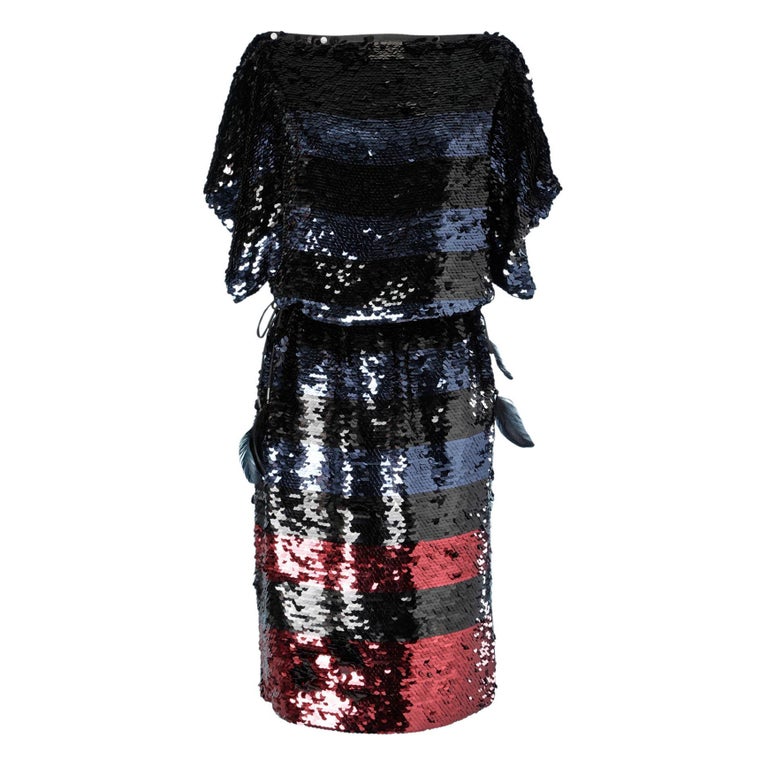 Black, blue and burgundy sequin dress Louis Vuitton For Sale at