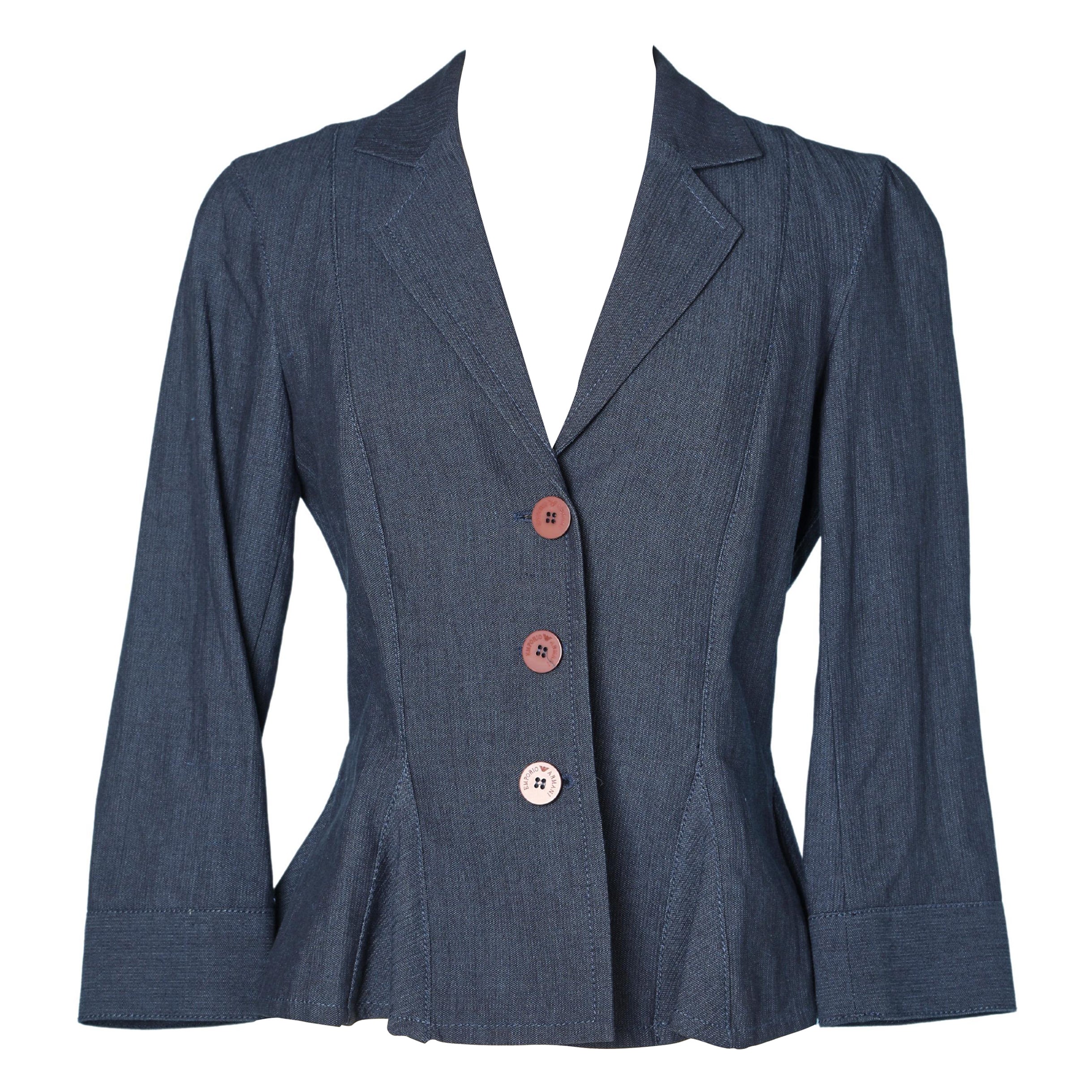 Blue coton and linen  blazer Emporio Armani  For Sale