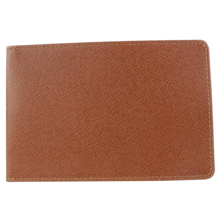 Louis Vuitton Brown Taiga Leather Card Holder ID Wallet case