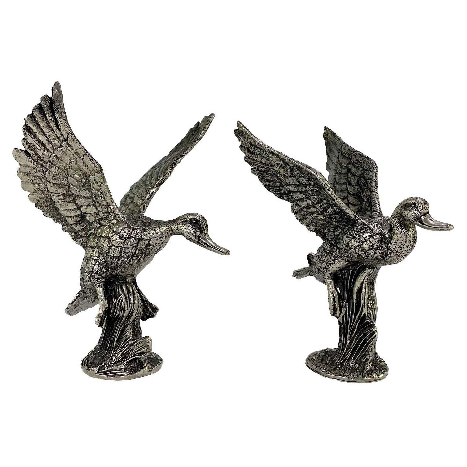 1970s Gucci Mallard Duck Figural Metal Sculpture Pair For Sale