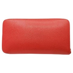 Hermès Red Epsom Leather Azap Silkin Zip Around Long Wallet 863027