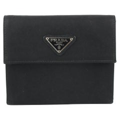 Vintage Prada Black Tessuto Nylon Compact Trifold Wallet 544pr611