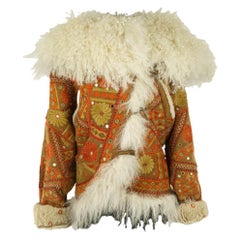Alexander McQueen Early 2000s Embroidered Shearling Coat