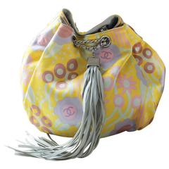 Chanel Limited Edition Pastel Multicolor Satin Drawstring Tassel Bag Purse