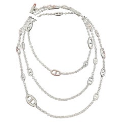 Hermes Farandole long necklace 160 Sterling Silver 63" New
