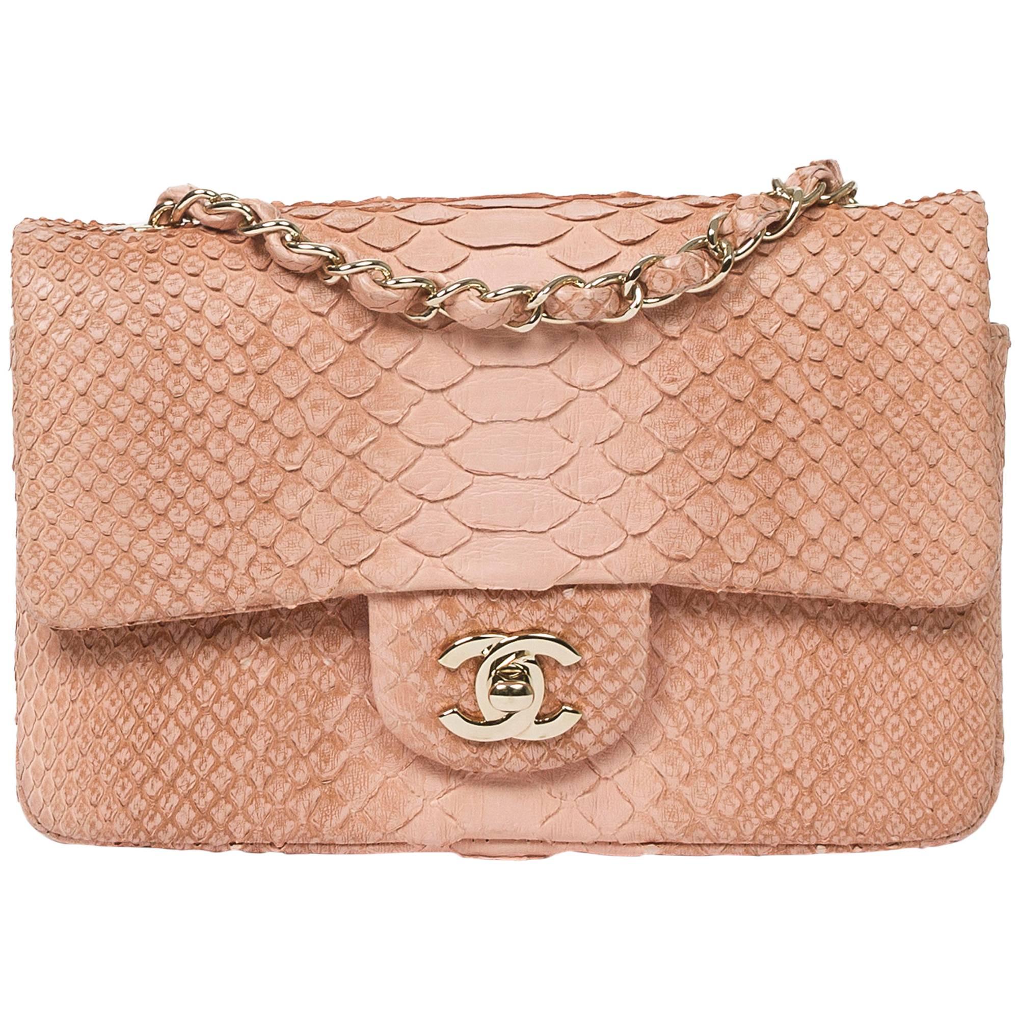 Mini Flap Bag Soft Pink Python