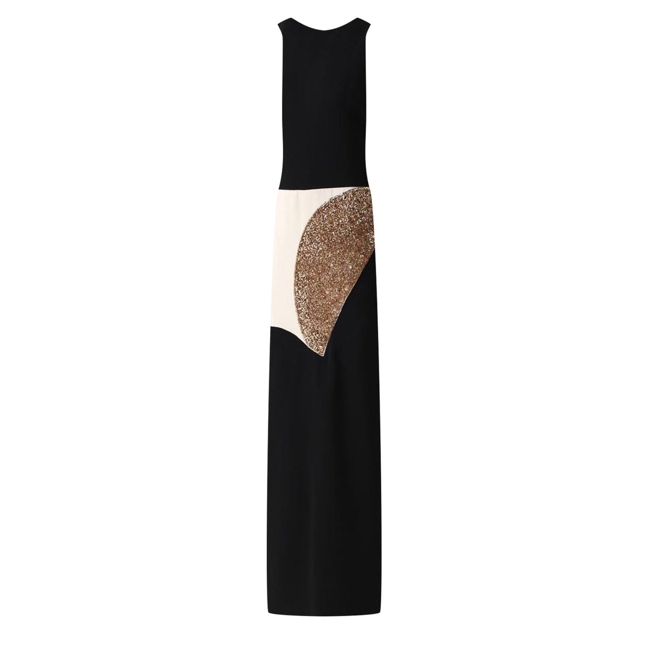 NEW TOM FORD LOND BLACK SILK DRESS with WHITE and GOLD DETAILS IT 38 - 2