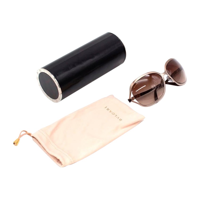 Bvlgari Oversized Brown Embellished Arm Sunglasses For Sale