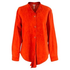 Hermes Dark Coral Vintage Suede Button Up Shirt Jacket