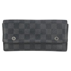 Modulbare lange schwarze Damier Graphit Geldbörse mit Schnappverschluss von Louis Vuitton 140lv729