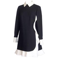 VALENTINO dress striking black and white w/detachable collar cuffs  8  nwt
