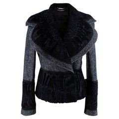 Dolce & Gabbana Astrakhan & Herringbone Tweed Jacket