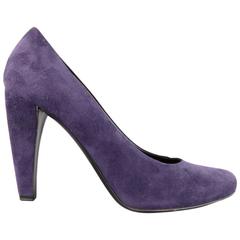 PRADA Size 8.5 Purple Suede Curved Heel Pumps