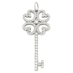 Tiffany & Co. Quatra Heart Key Diamond Platinum Pendant