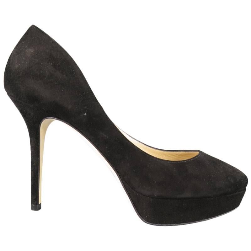 JIMMY CHOO Size 9 Black Suede Platform Pumps