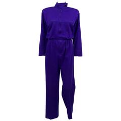 Retro Yves Saint Laurent Purple Jumpsuit - 1980s