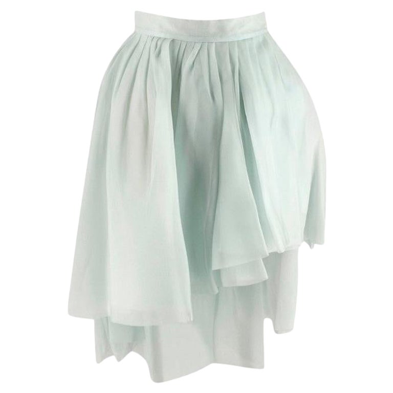 Ermanno Scervino Pastel Green Silk Tulle Asymmetric Ball Skirt For Sale