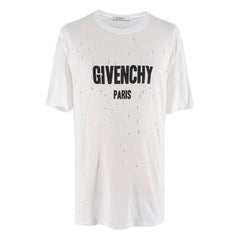 Givenchy White Distressed Logo Printed T-Shirt
