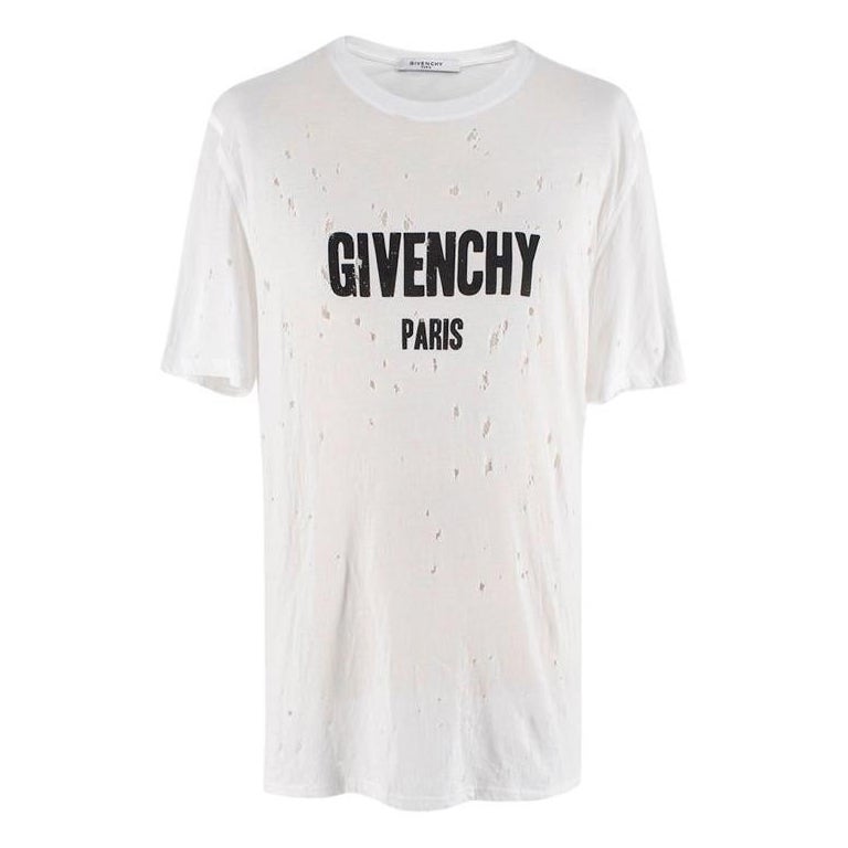 Givenchy White Distressed Logo Printed T-Shirt at 1stDibs | givenchy t ...