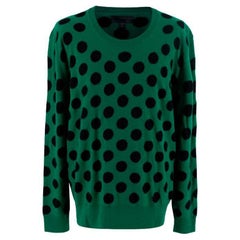 Burberry Green & Black Large Polka Dot Wool Knit Sweater