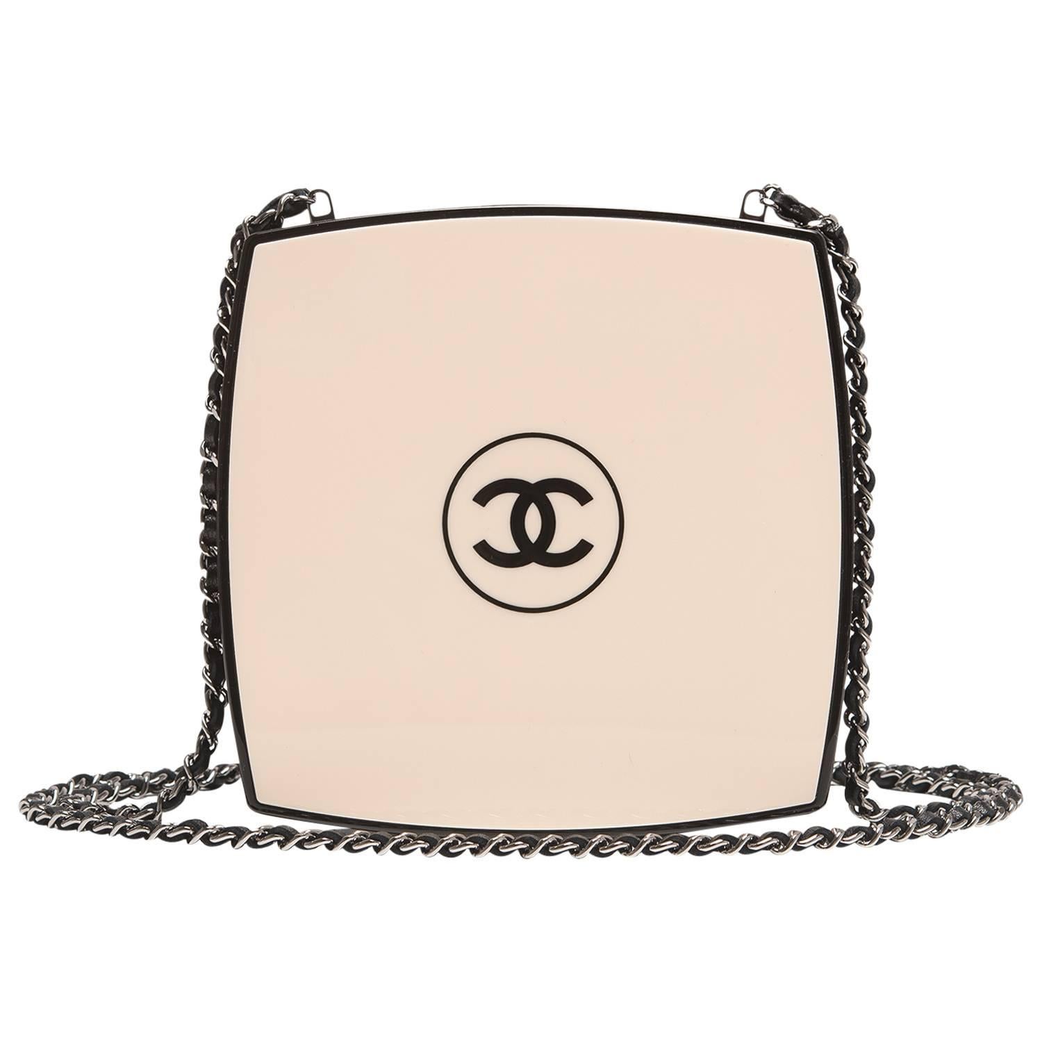 Chanel White Compact Powder Minaudiere NEW For Sale