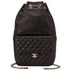 Chanel Black Lambskin Large Backpack 