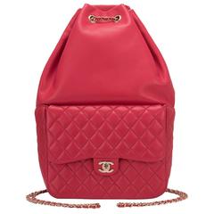 Chanel Red Lambskin Large Backpack