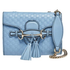 Gucci Light Blue Microguccissima Leather Mini Emily Chain Shoulder Bag