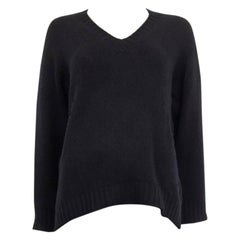 CHRISTIAN DIOR black cashmere J'ADIOR 8 V-Neck Sweater 36 XS