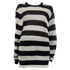 ANN DEMEULEMEESTER black & ivory wool STRIPED LONG Sweater M