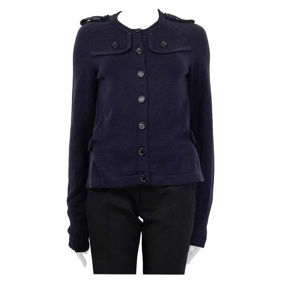 BURBERRY LONDON Maglione cardigan in lana blu navy M in vendita