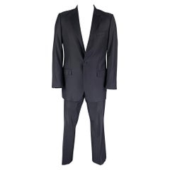 CALVIN KLEIN COLLECTION Size 40 Navy Wool / Silk Notch Lapel Suit