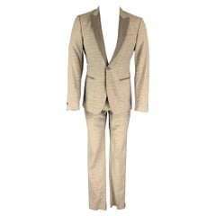 JOHN VARVATOS Size 38 Regular Oatmeal Heather Wool Blend Peak Lapel Suit