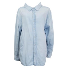 BALENCIAGA blue cotton OVERSIZED DENIM Shirt Blouse 36 XS