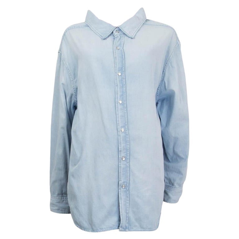 BALENCIAGA blue cotton OVERSIZED DENIM Shirt Blouse 36 XS at 1stDibs
