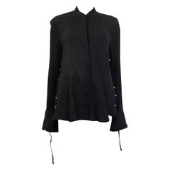 ANN DEMEULEMEESTER black cotton TIE SLEEVE BIB FRONT Shirt Blouse 38 S