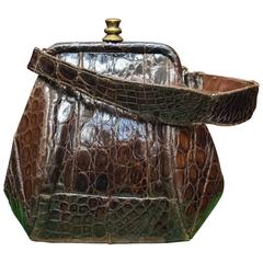 1940er Jahre Braun Alligator Bettler Tasche